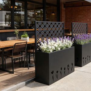 Grande Fioriera in Metallo con Traliccio, Letto da Giardino Rialzato Alto 90 cm x 30 cm, Schermo per la Privacy per Portico e Patio, Altezza 120 cm - Product Image 2