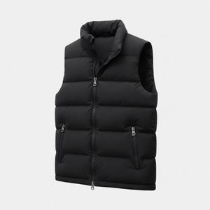 Men's Black Stand Collar Puffer <b>Jacket</b> Windproof Down Filling <b>Fleece</b> <b>Lining</b> Casual Winter Wear - Product Image 2