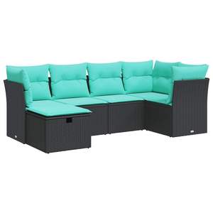 Grand ensemble de canapés de jardin en rotin PE noir avec housses amovibles - Product Image 2