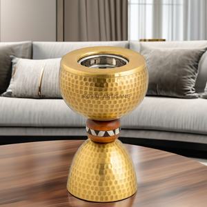 ROYAL ARTISANS Brûleur Bakhoor en métal martelé finition or Diffuseur d'aromathérapie Porte-encens Décoration de table Mubkhar de luxe - Product Image 5