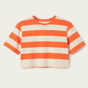 Camiseta Corta Clásica para Mujer, Tejida, 100% Algodón, Transpirable, Perfecta para el Verano, Diseño Elegante, Combina Fácilmente con Jeans - Product Image 1