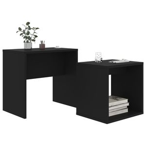 Tavolino da Caffè Impilabile in Legno Ingegnerizzato Nero - Product Image 3