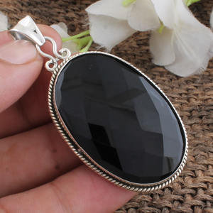 Colgante de Ónix Negro Natural, Plata de Ley 925, Oro Vermeil, Collar con Piedra Preciosa Negra, Joyería al por Mayor para Mujer, Precio de Fábrica - Product Image 2