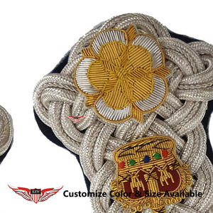 KEW High Best Customized Mylar Thread Embroidered Crown Shoulder Board <b>Braided</b> Quality Epaulettes <b>Accessory</b> Luxury Durable - Product Image 2