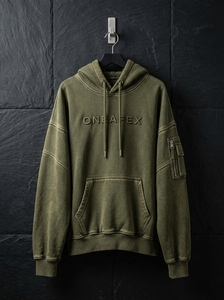 <b>Women's</b> Olive <b>Green</b> Washed Oversized Hoodie Custom Logo Embossed Premium Cotton <b>Fleece</b> Pullover Sweatshirt Wholesale Streetwear - Product Image 3