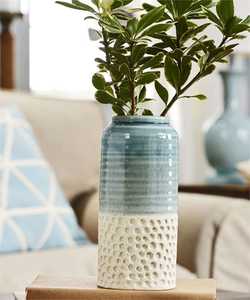 Vase de table en céramique minimaliste, émaillé bleu-vert, 8-16 pouces, fait main, décoration - Product Image 4