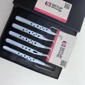 Pince à épiler professionnelle GETUP BROSONS IMPEX GBI pour extensions de cils, acier inoxydable bleu, antistatique, précision - Product Image 3