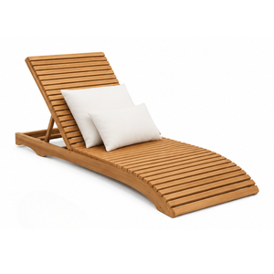 Chaise longue d'extérieur en teck massif réglable, mobilier de piscine pour hôtel, villa, patio - Product Image 1