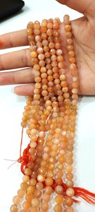 Perles de pierre de lune naturelle de couleur pêche, forme ronde, facettées, 5-6 mm, pour la fabrication de bijoux, vendues par brin de 14 pouces de long - Product Image 3