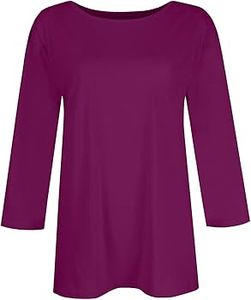 Camiseta ligera para mujer, lisa, adelgazante, de manga 3/4, elegante, para uso diario, al aire libre, primavera y otoño - Product Image 3