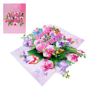 Mejor precio 3D Pop up Tarjeta de flores de feliz cumpleaños Artesanía de corte láser personalizado de Vietnam Marcapáginas Regalos Artesanía de papel 3D - Product Image 5