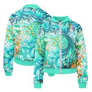 Chaqueta de satén de alta calidad para mujer, estampado Floral, tendencia de moda, cuello levantado, cremallera, sublimación personalizada, estampado, temporada de invierno, nailon - Product Image 5