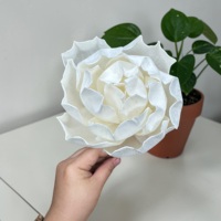 VADEE WOOD FLOWER Kerajinan Tangan Bunga Kayu Sola Krim Vintage Berkelanjutan Ukuran 8.5 CM Model Batang Serat Tanaman Sesbania