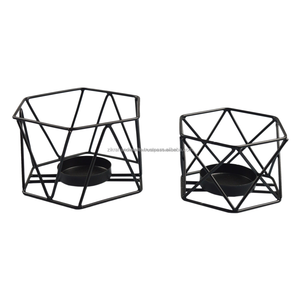 Bougeoir décoratif de lumière de pilier de fil de fer rond d'or pour la maison décorative - Product Image 6