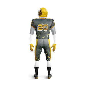Uniforme Personalizado de Fútbol Americano para Bulldogs – Conjunto de Jersey y Pantalones con Camuflaje Digital Gris y Dorado, Kit de Fútbol Sublimado para Equipo - Product Image 3