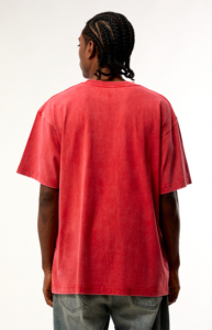 Nouveau design 2026 T-shirt col roulé à manches courtes en coton 100% coupe classique, délavé à l'acide rouge, imprimé dessin animé hip-hop tricoté sur le devant - Product Image 2