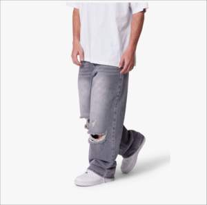 <b>Men</b> Straight Fit Distressed Ripped Denim <b>Jeans</b> Mid Waist Stonewashed Cotton Casual Pants Breathable Spring Wear - Product Image 2