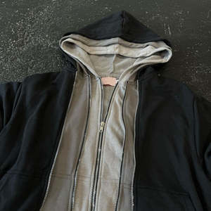 Sweat-shirt à capuche double couche pour hommes, tendance |   Sweat à capuche streetwear épais et chaud pour homme avec logo personnalisé, fermeture éclair, double couche - Product Image 6