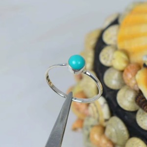 AAA Turquoise Smooth Round Carved Gemstone <b>Ring</b> <b>925</b> Sterling <b>Silver</b> Party Wear Fashion <b>Ring</b> For Women Wholesale Bulk Jewelry - Product Image 2