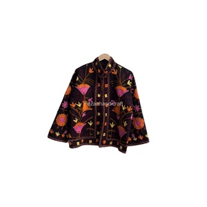 Uzbek Suzani Jacket <b>Coat</b> Floral Embroidery 100% Cotton Jacket Hand <b>Stitch</b> Short Unisex Jacket Women's Casual Jacket - Product Image 1