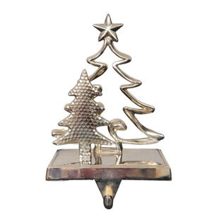 Juego de 2 soportes de metal dorado para calcetines navideños, resistentes, para chimenea y estantería, con diseño de árbol de Navidad y estrella - Product Image 3