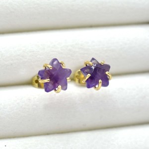 8mm Amethyst Star Shape Prong Set <b>Stud</b> Earrings Natural Gemstone Fashion Jewelry for Women Girls - Product Image 4