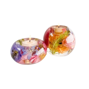 Handmade Diamond Cut Resin Tealight Candle <b>Holder</b> With Dried Flowers and Gold Foil Luxury Crystal Orgonite Votive Stand For Home - Product Image 3