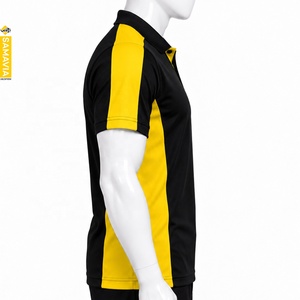 SAMAVIA <b>Men's</b> Short Sleeve Solid Anti-Wrinkle Embroidered Quick Dry Knitted Casual Fit <b>Shirt</b> Black <b>Yellow</b> Wholesale Manufacturer - Product Image 3