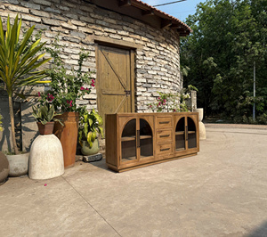 Vintage Luxury Pine Wood Glass Door <b>Cabinet</b> Durable Storage for Living Room Oak Pine Walnut. - Product Image 5