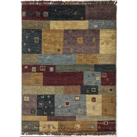 Tapis géométrique en laine/soie de haute qualité, antidérapant et lavable, à poils extra épais