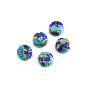 Cabochon de pierre précieuse lâche Mohave Lapis Lazuli Cuivre Turquoise Composite 12mm Rond Poli Brillant Lisse pour la Fabrication de Bijoux et Pendentifs - Product Image 4