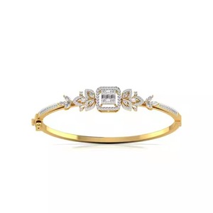 Elegante brazalete de diamantes azules en oro blanco de 14k para mujer, brazalete de diamantes moissanita a un precio razonable. - Product Image 3
