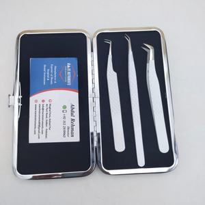 Pointe argentée avec pince à cils enduite de couleur blanche en acier inoxydable durable meilleure pince à épiler à volume droit mince - Product Image 1