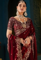 Sari indien traditionnel orné pour femme, style Bollywood, en mélange de soie, pour occasions de fête, réversible, séchage rapide