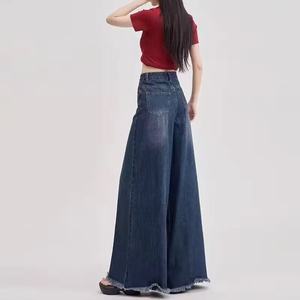 High Waist Flare <b>Denim</b> Jeans Women Full Length Solid Color Button Front Casual Style Waterproof Cotton <b>Material</b> Winter Season - Product Image 2