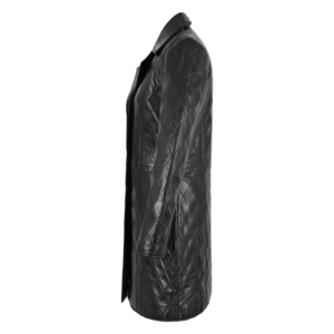 Abrigo Largo Clásico Negro de Cuero Napa Acolchado de Oveja Auténtica para Mujer, Chaqueta Premium de Invierno, Venta al por Mayor Personalizada - Product Image 2