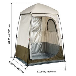 Tienda de campaña plegable de 1 habitación para ducha de camping, de Oxford 210D, con estacas, cuerdas, bolsa de transporte y barra transversal - Product Image 2