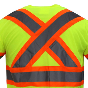 Short Sleeve Reflective Work Shirt Safety <b>Uniform</b> High Visibility Industrial Workwear <b>Construction</b> Fluorescent Polo Shirts - Product Image 6