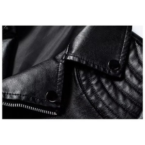 Men's Plus Size Black Leather-Style Moto Vest With <b>Chains</b> Zippers Rivets Turn-down Collar Regular Length Outer Wear Solid Color - Product Image 5