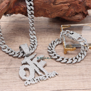 925 Silver Plated Hip Hop Pendant With Lab Grown Diamond Letter "OTF" Charm For <b>Men</b> Everyday Wear - Product Image 3