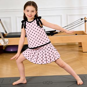 Çocuk Spor Giyim Hızlı Kuruyan Yoga Spor 2 Parça Set Atlet Tenis Kız Etekleri Aktif Giyim - Product Image 2