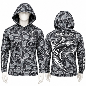 Custom Logo Camo Long Sleeve Fishing Hoodie Quick Dry UPF 50 Spandex Polyester Men's Fishing <b>Shirt</b> - Product Image 1