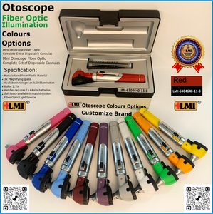 Ensemble d'instruments d'otoscopie manuels à fibre optique rouge de qualité supérieure, équipement médical à vision claire, certifié CE Classe I, garantie 1 an - Product Image 2