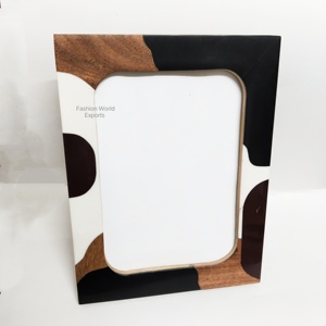 Marco DE FOTOS acrílico con incrustaciones de resina de madera de lujo azul marino blanco con incrustaciones de latón aspecto natural Varios tamaños disponibles - Product Image 3