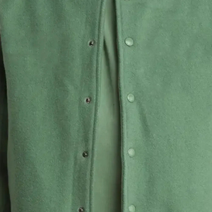 Blouson universitaire décontracté pour homme 2026, vert uni, coupe droite, fermeture boutonnée, col rabattable, en tissu de laine, en vente - Product Image 4