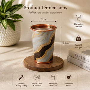 Vaso de Agua de Cobre Puro con Estampado de Mármol de Lujo, Vaso de Cobre Hecho a Mano, Taza Ayurvédica de Diseño, Artículos de Cocina para Bebidas, Venta al por Mayor - Product Image 5
