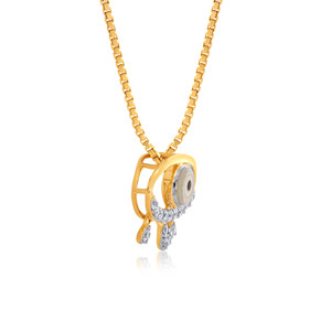 Pendentif en or jaune avec diamant et motif œil porte-bonheur, taille brillant rond, bijoux de luxe pour femme, à porter au quotidien - Product Image 2