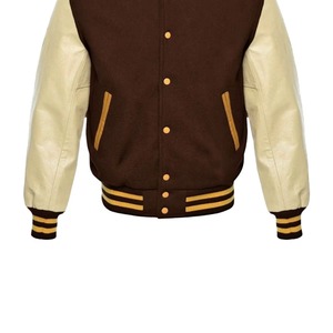 <b>Men's</b> Brown Varsity <b>Jacket</b> with for Sleeves Wool Polyester Blend Autumn Casual <b>Pullover</b> Closure High Quality - Product Image 6
