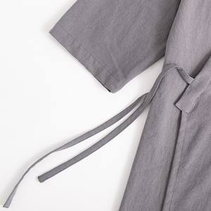 Peignoir de club haut de gamme unisexe en coton et lin, coupe kimono, grande taille, motif uni, avec cordon de serrage – Vente directe usine OEM - Product Image 3