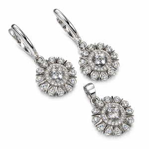 Moissanite Jewelry <b>Set</b> Pendant and Earring in 925 Sterling <b>Silver</b> Rhodium Plated Luxury Jewelry for Women - Product Image 4